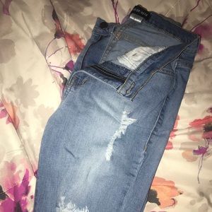 Fashion nova medium wash destroyed skinny jean